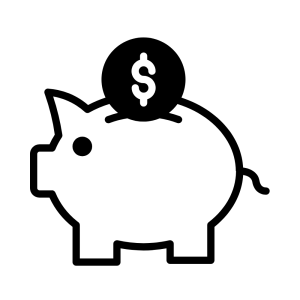 A simple graphic of a piggy bank.
